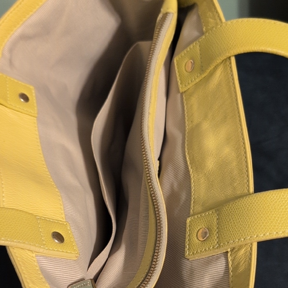 Furla Vibrant Yellow Tote Bag 17 x 11 Leather Clean Beautiful - Picture 15 of 16